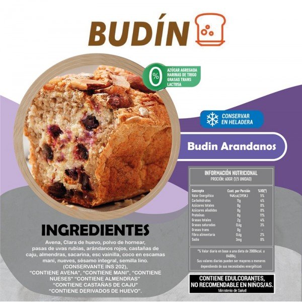 Tabla Nutricional Budin Arandanos